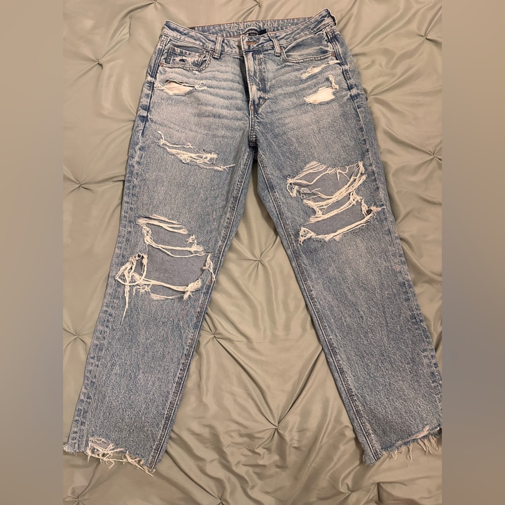 American Eagle Outfitters Light Blue Distressed Skinny Jeans